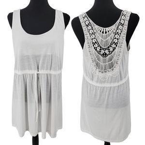 New Directions Swim Coverup Womens Medium Drawstring Waist Lace Detail Back